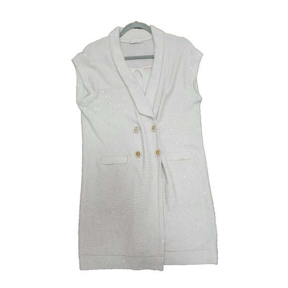 Brunello Cucinelli Cashmere Sleeveless Shawl Cardigan Speckled Knit Vest Double - Picture 2 of 15